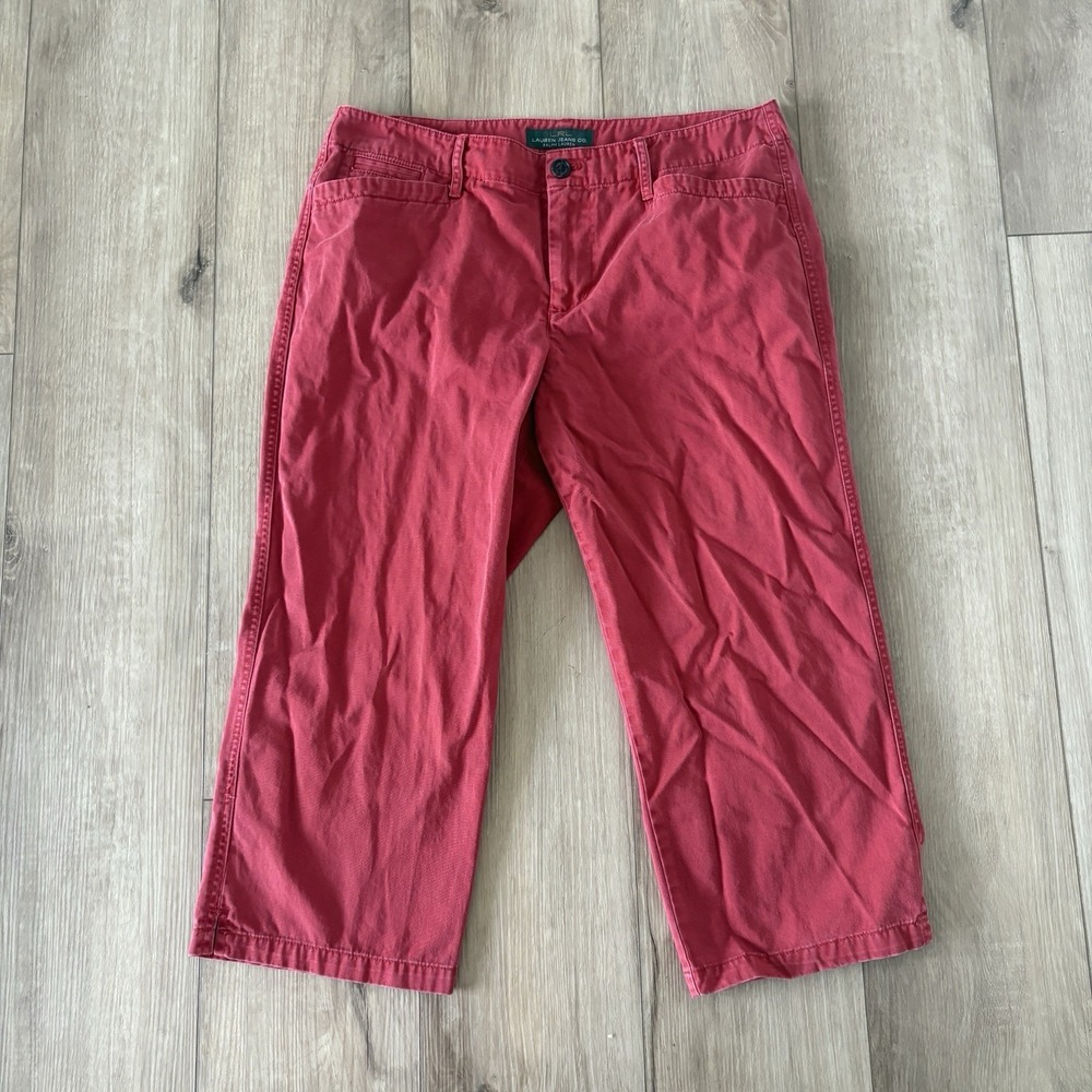 Lauren Jeans Co Ralph Lauren Cropped Pants Womens 10 Red Chino Capris LRL